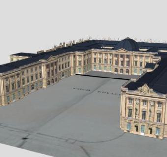 现代U型复古建筑SU模型下载_sketchup草图大师SKP模型