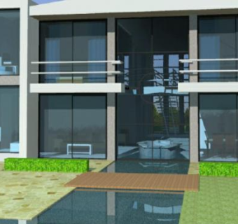 现代住所户外建筑SU模型下载_sketchup草图大师SKP模型