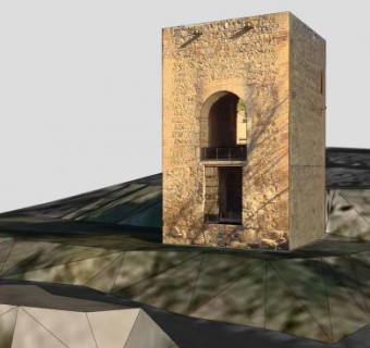 小炮塔复古建筑SU模型下载_sketchup草图大师SKP模型