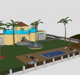 大夏天房子建筑SU模型下载_sketchup草图大师SKP模型