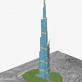 现代迪拜塔建筑SU模型下载_sketchup草图大师SKP模型