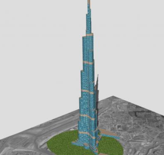 现代迪拜塔建筑SU模型下载_sketchup草图大师SKP模型