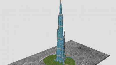 现代迪拜塔建筑SU模型下载_sketchup草图大师SKP模型