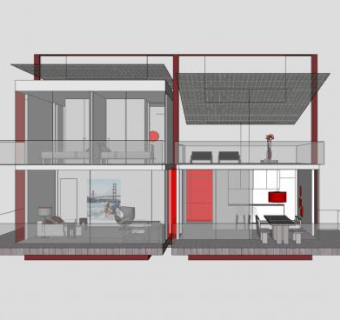 现代宽敞建筑SU模型下载_sketchup草图大师SKP模型