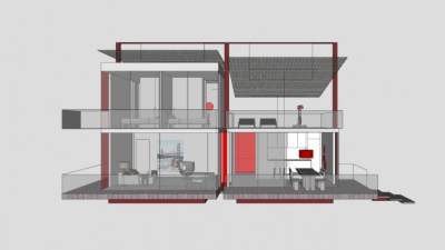 现代宽敞建筑SU模型下载_sketchup草图大师SKP模型