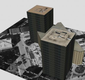 美洲广场高层建筑SU模型下载_sketchup草图大师SKP模型