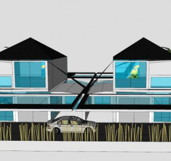 大庄园房子建筑SU模型下载_sketchup草图大师SKP模型
