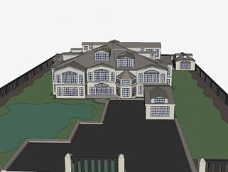 欧式化建筑房子SU模型下载_sketchup草图大师SKP模型