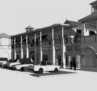 商业简欧房子建筑SU模型下载_sketchup草图大师SKP模型