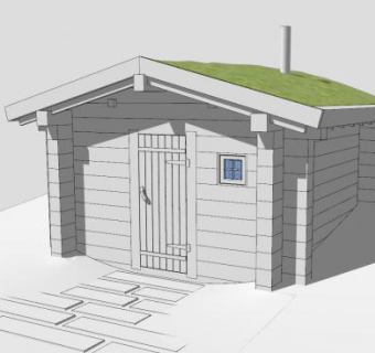 绿屋顶澡堂建筑SU模型下载_sketchup草图大师SKP模型