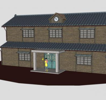 日式公寓建筑SU模型下载_sketchup草图大师SKP模型