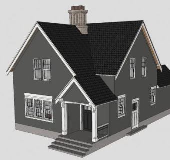 都铎王朝双层建筑SU模型下载_sketchup草图大师SKP模型