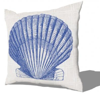 贝壳印花白色抱枕SU模型下载_sketchup草图大师SKP模型