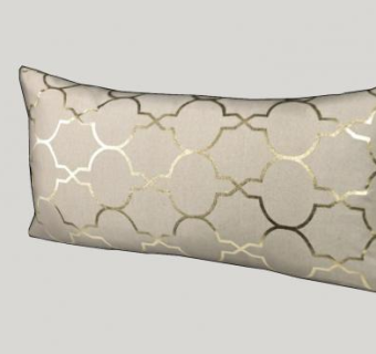 米色烫金长枕头SU模型下载_sketchup草图大师SKP模型