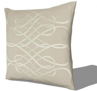 米色印花酒店抱枕SU模型下载_sketchup草图大师SKP模型