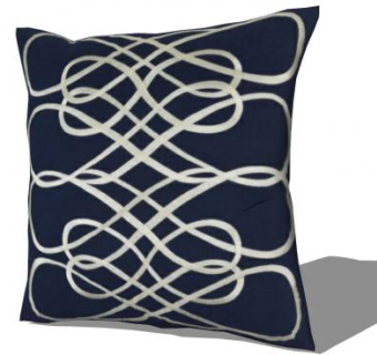 藏蓝色简约印花抱枕SU模型下载_sketchup草图大师SKP模型