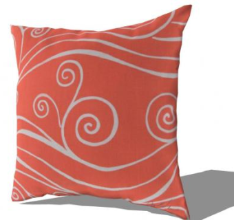 漩涡图案橙色抱枕SU模型下载_sketchup草图大师SKP模型