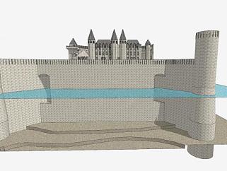 现代海岸<em>城堡建筑</em>SU模型下载_sketchup草图大师SKP模型