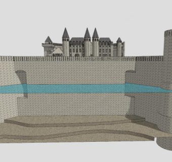 现代海岸城堡建筑SU模型下载_sketchup草图大师SKP模型