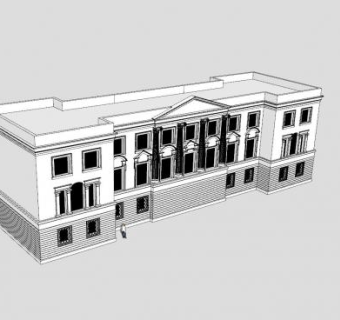 现代海豚广场建筑SU模型下载_sketchup草图大师SKP模型