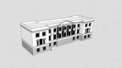 现代海豚广场建筑SU模型下载_sketchup草图大师SKP模型