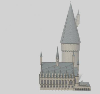 现代霍格沃茨建筑SU模型下载_sketchup草图大师SKP模型