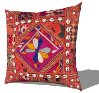 民族风刺绣花纹抱枕SU模型下载_sketchup草图大师SKP模型