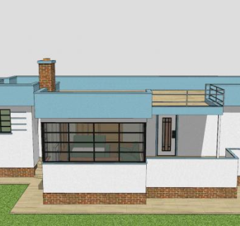 简化现代别墅住宅SU模型下载_sketchup草图大师SKP模型