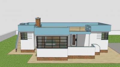 简化现代别墅住宅SU模型下载_sketchup草图大师SKP模型