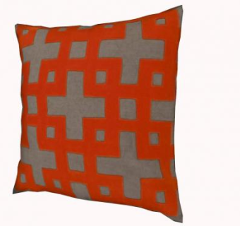 十字图案橙灰色抱枕SU模型下载_sketchup草图大师SKP模型