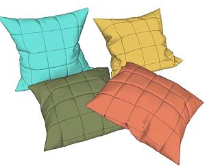 纯色系沙发抱枕系列SU模型下载_sketchup草图大师SKP模型
