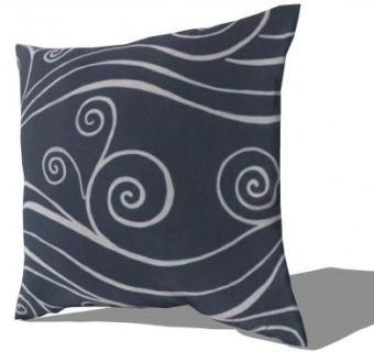 靛蓝色漩涡图案抱枕SU模型下载_sketchup草图大师SKP模型