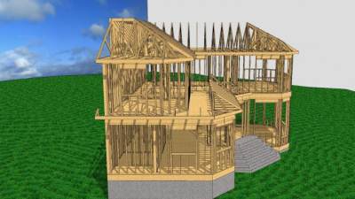 艾琳木屋建筑SU模型下载_sketchup草图大师SKP模型