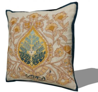 古典风格刺绣亚麻抱枕SU模型下载_sketchup草图大师SKP模型