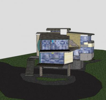 住宅竞赛旧金山房子SU模型下载_sketchup草图大师SKP模型