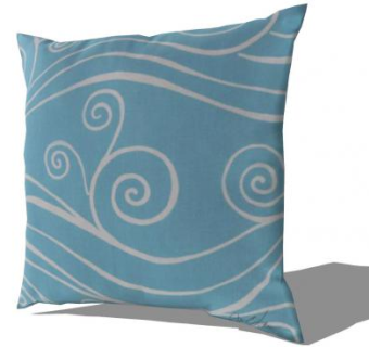 天蓝色漩涡图案抱枕SU模型下载_sketchup草图大师SKP模型