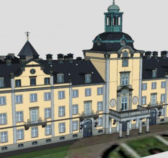 城堡宫殿建筑SU模型下载_sketchup草图大师SKP模型