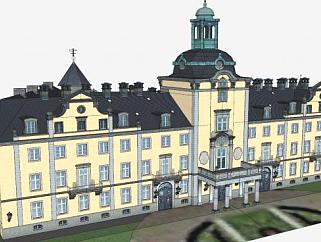 城堡宫殿建筑SU模型下载_sketchup草图大师SKP模型