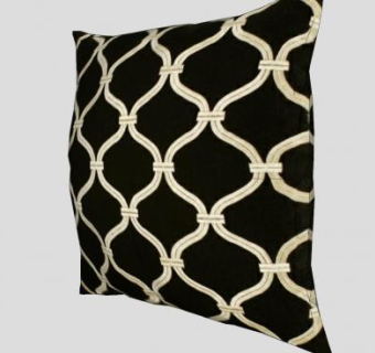 黑色复古印花抱枕SU模型下载_sketchup草图大师SKP模型