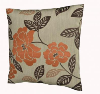 橙色花卉图案抱枕SU模型下载_sketchup草图大师SKP模型