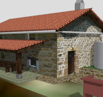 现代橡树小屋建筑SU模型下载_sketchup草图大师SKP模型