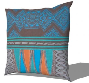 传统图腾印花抱枕SU模型下载_sketchup草图大师SKP模型