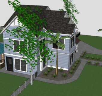 青瓦台建筑SU模型下载_sketchup草图大师SKP模型