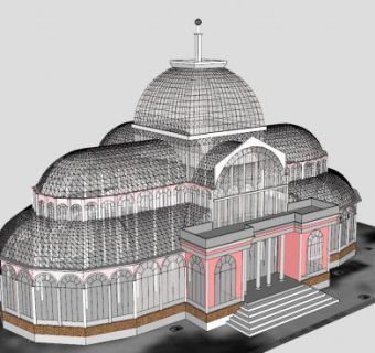 现代玻璃宫殿建筑SU模型下载_sketchup草图大师SKP模型