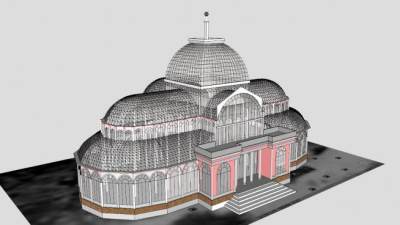 现代玻璃宫殿建筑SU模型下载_sketchup草图大师SKP模型