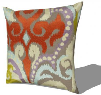 复古印花纯棉抱枕SU模型下载_sketchup草图大师SKP模型