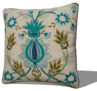 经典刺绣花纹抱枕SU模型下载_sketchup草图大师SKP模型