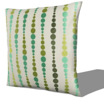 绿色系简约图案抱枕SU模型下载_sketchup草图大师SKP模型