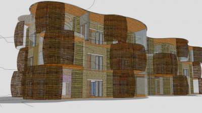 户外办公楼建筑SU模型下载_sketchup草图大师SKP模型