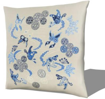 中国风蝴蝶印花抱枕SU模型下载_sketchup草图大师SKP模型